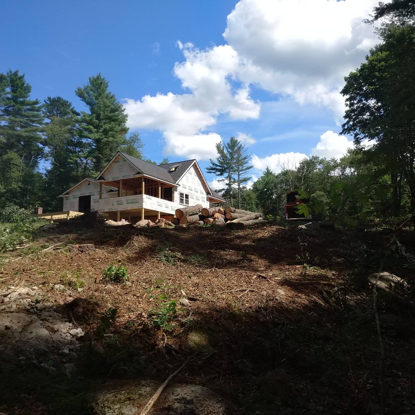 Cleared slope in front of a wooded home